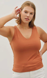 Brooke Plus Bisque V Neck Tank