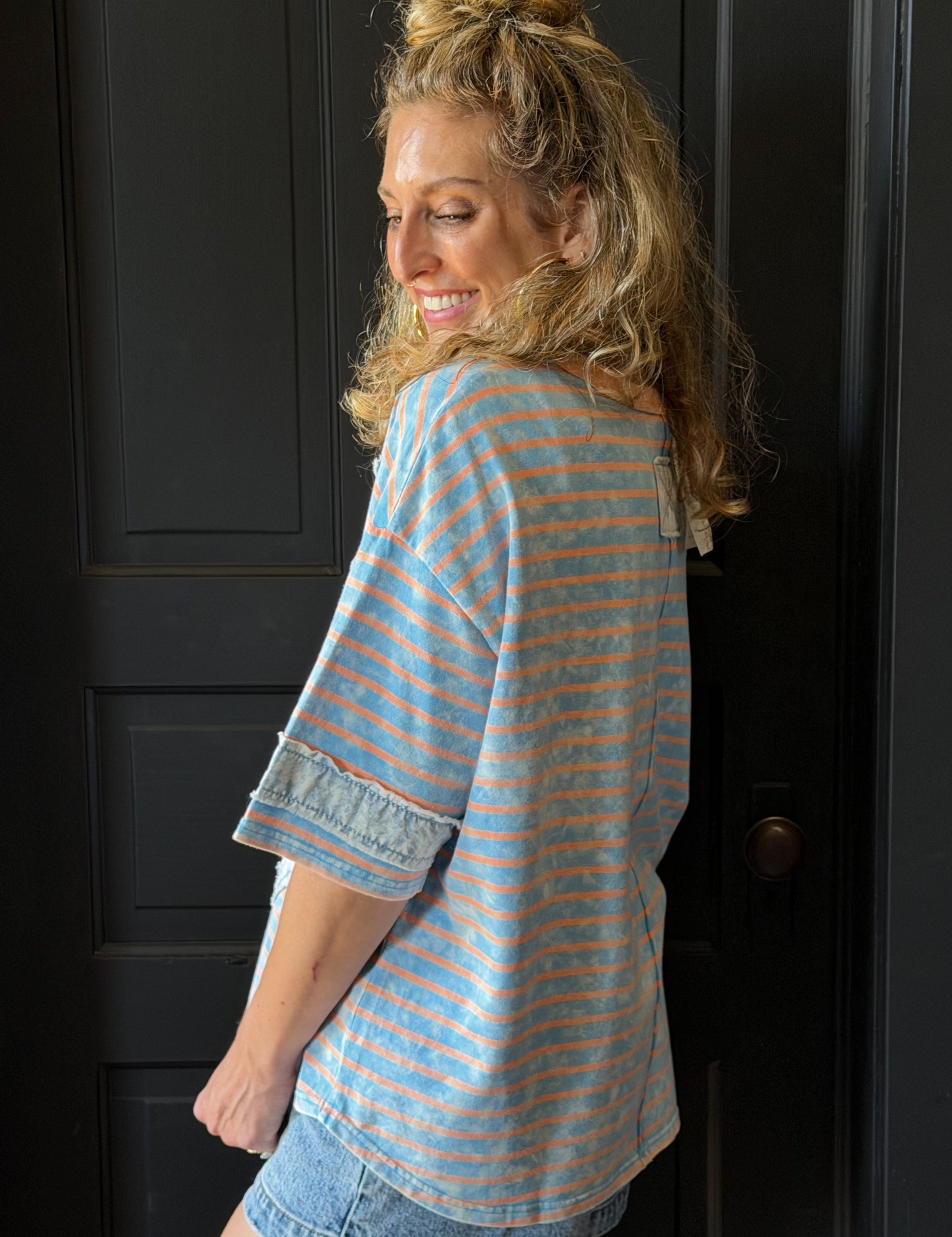 Lainey Star Patch Stripe Washed Top