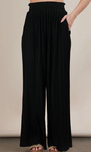 Ronan Black Solid Wide Leg Pleated Pants