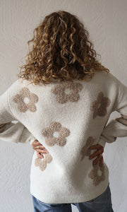 Marsha Floral Jacquard Half Zip Up Neck Sweater