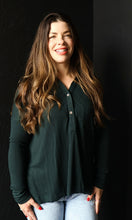 Ozias Hunter Green Ribbed Long Sleeve Henley Top