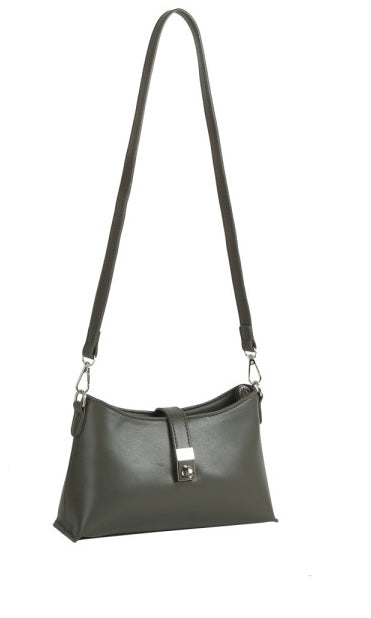Elian Olive Sleek Lock Shoulder Bag