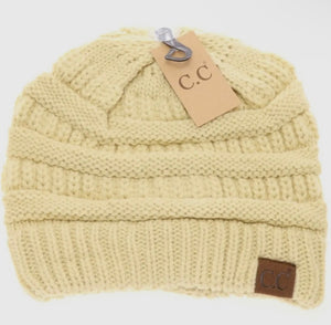 CC Beanie Solid Cable Knit Beanie Hat