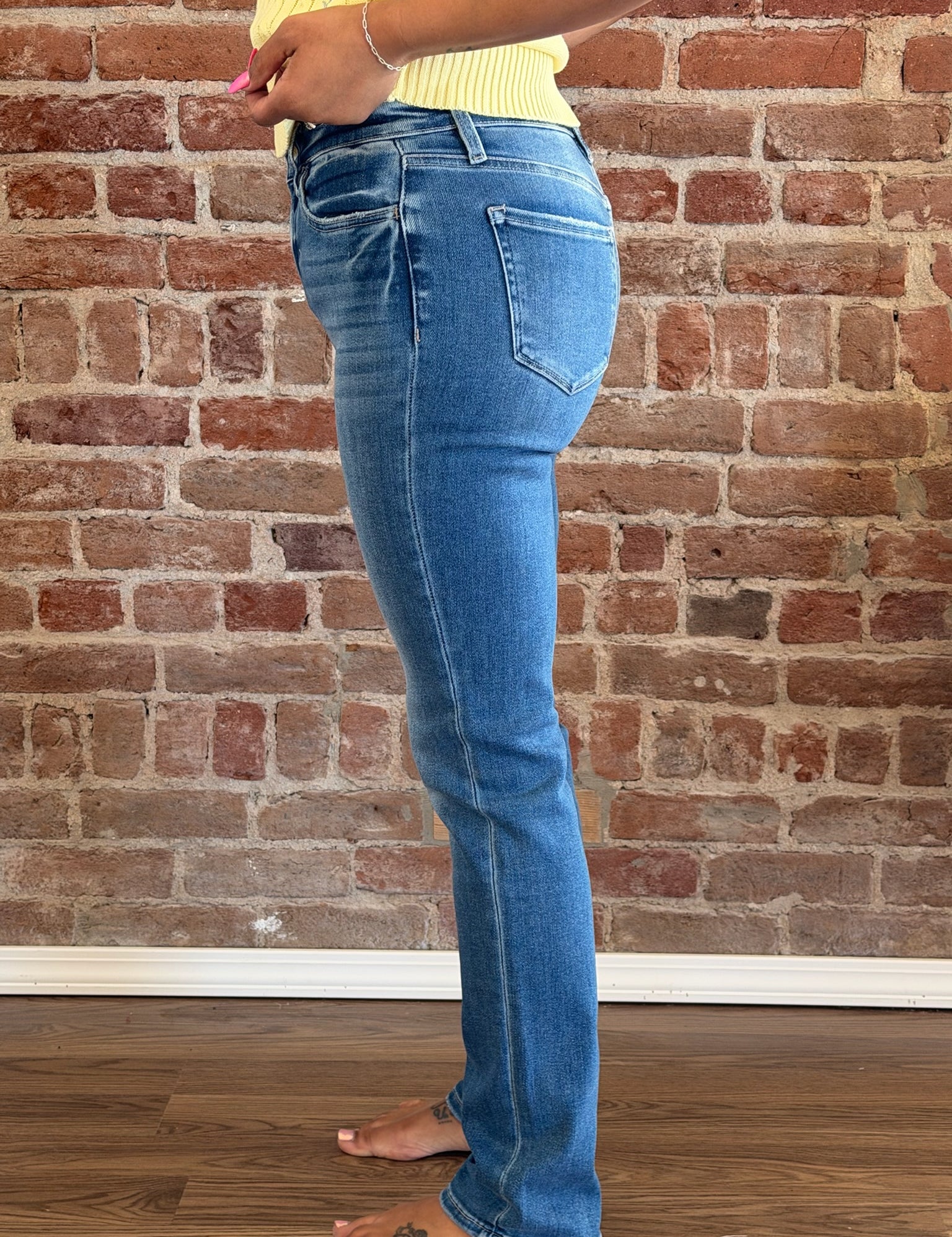 Umar High Rise Long Slim Straight Jeans