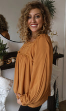 Oakland Earthen Ruched Lace Accent Blouse