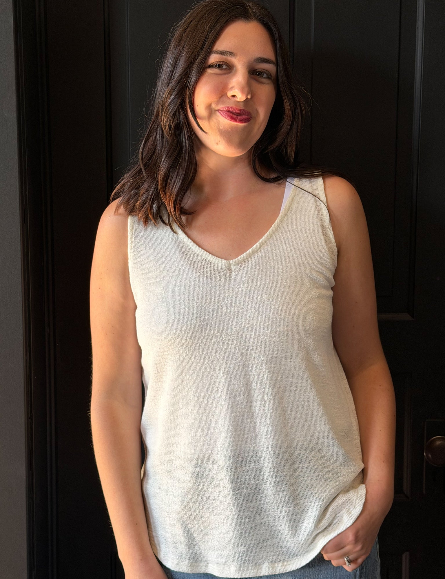 Kylo V Neck Slub Hacci Cami Top