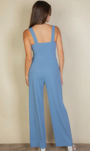 Paula Light Blue Notched Neck Cami Jumpsuit