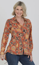 Guillermo Button Front Hi Lo Lace Up Back Printed Shirt