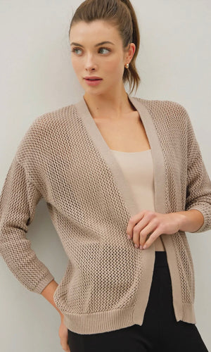 Lucia Mocha Chunky Knit Classic Cotton Cardigan