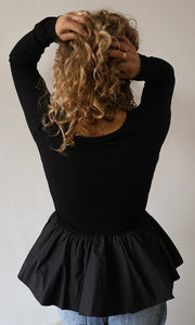 Merritt Scoop Neck Rib Bubble Peplum Top