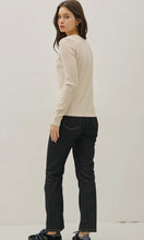 Ismael Oatmeal Stitched Thermal Henley Neck Top
