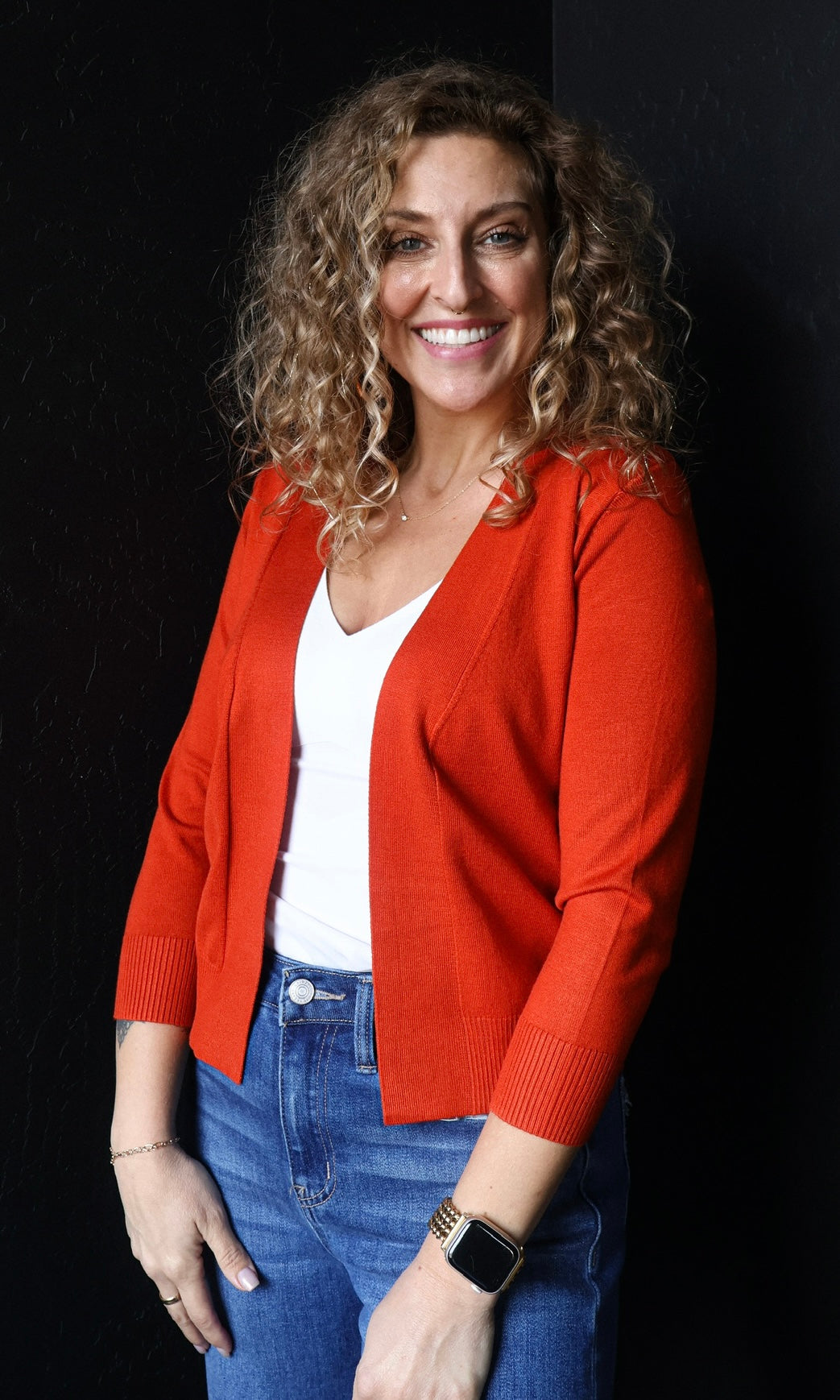 Mable Rust Open Bolero Knit Cardigan