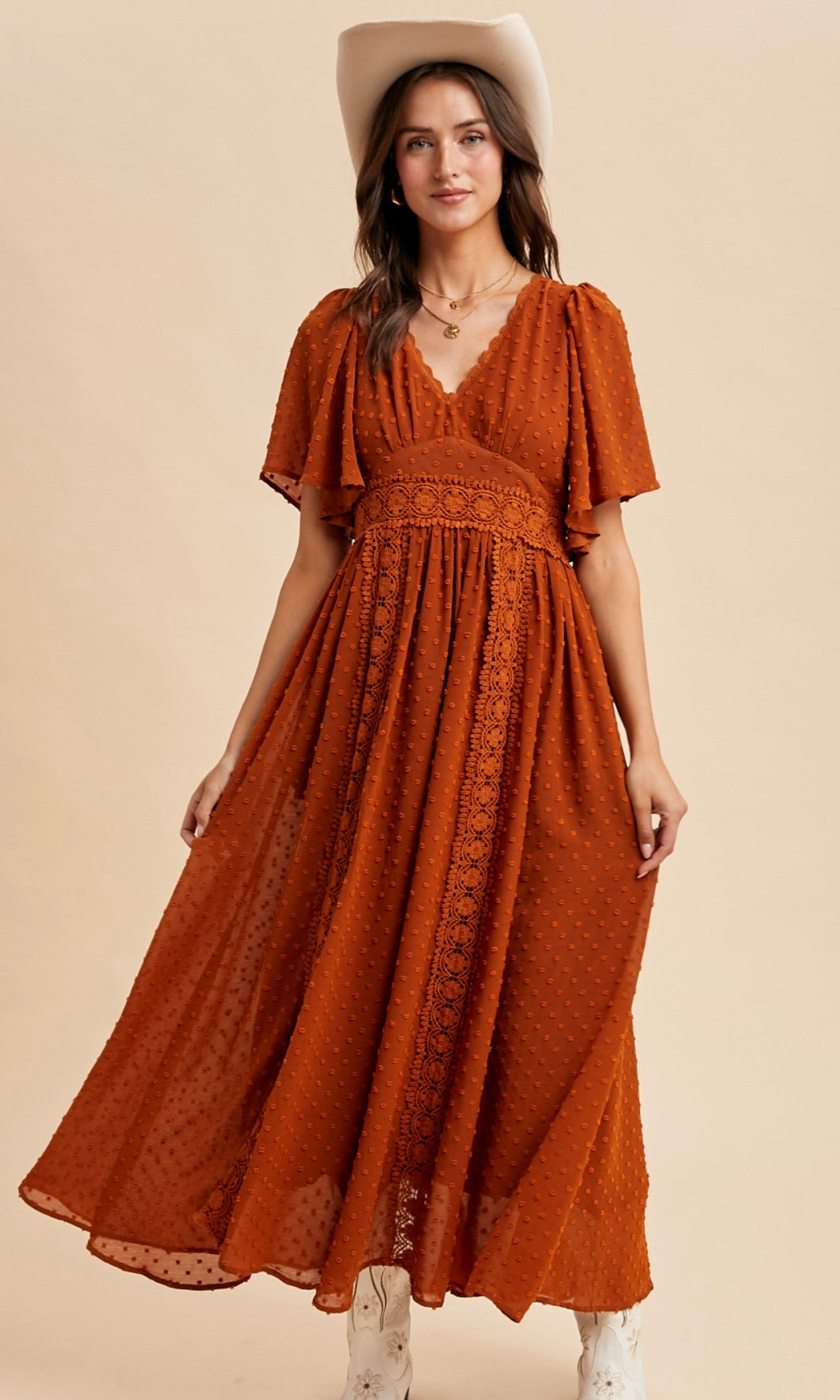 Lorenzo Swiss Dot Lace Maxi Dress