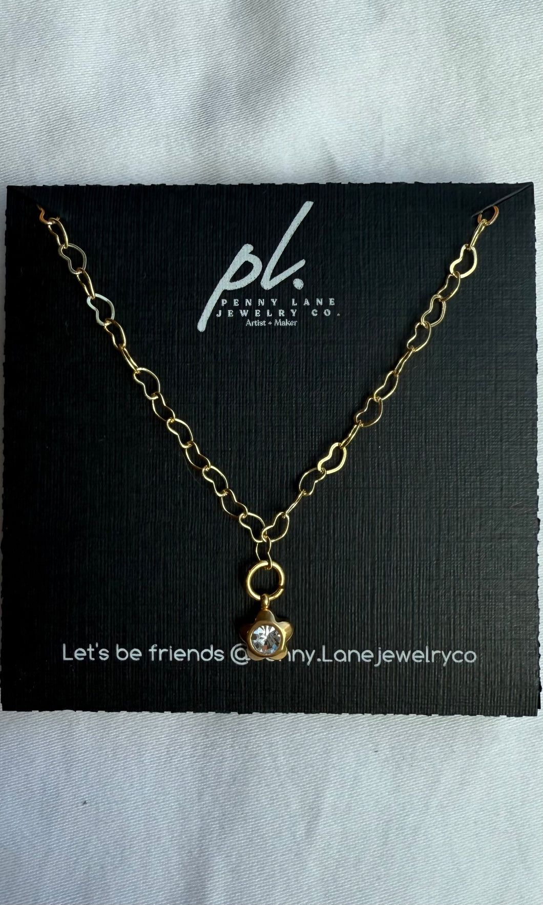 Melanie Dainty Flower Necklace Gold Cz Pendant