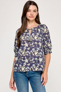 Mary Short Sleeve Floral Blouse
