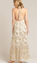 Ariba White Gold Halter Neck Maxi Dress
