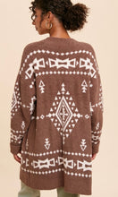 Ashana Taupe Cozy Tribal Pocket Cardigan Sweater Top