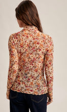 Maria Floral Mesh Print Mock Neck Long Sleeve