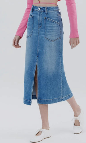 Tucker High Rise Utility Midi Skirt