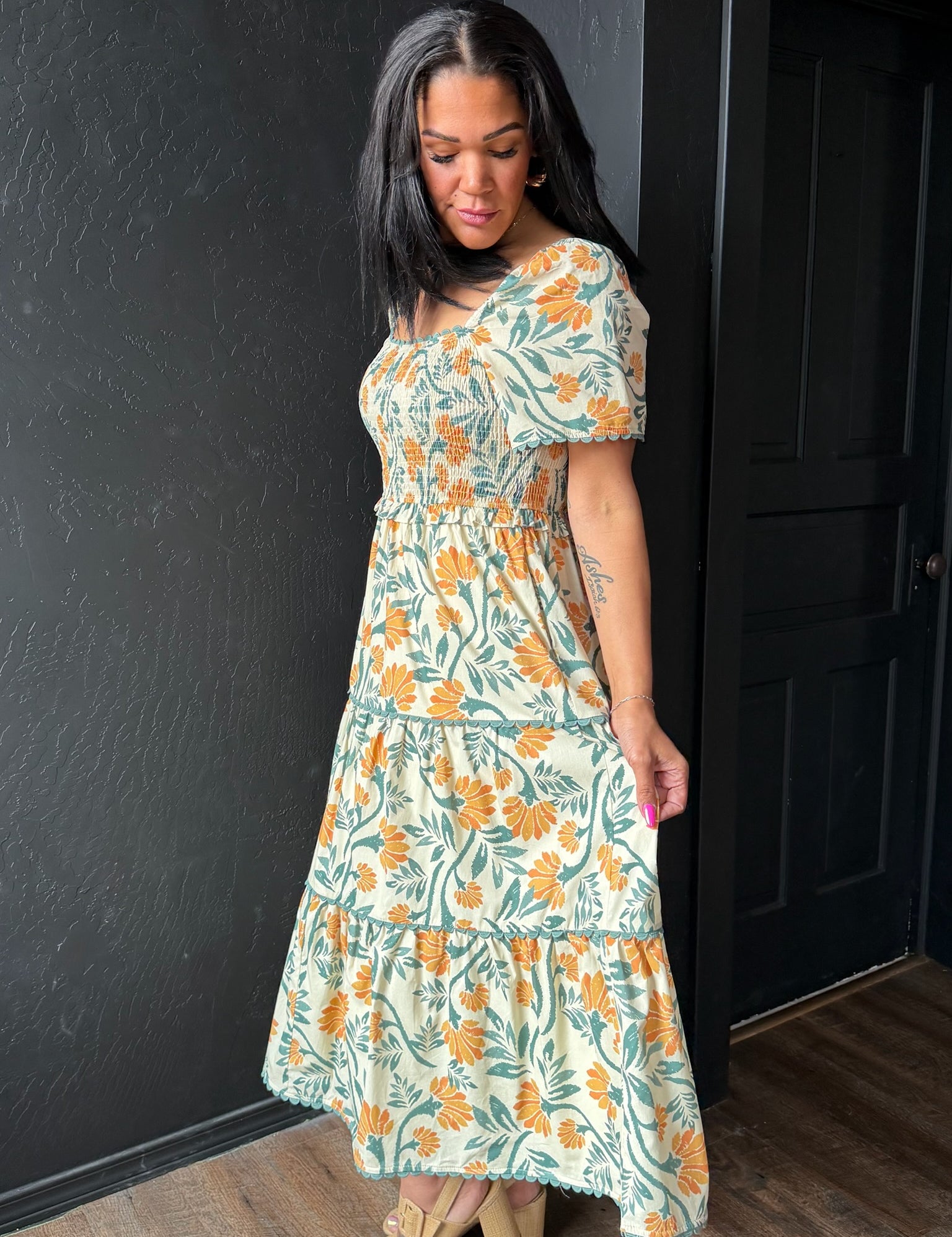 Stacy Floral Puff Sleeve Maxi Dress