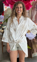 Mira Oversized Embroidered Button Down Top