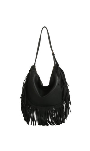 Eitha Black Fringe Flow Hobo Bag