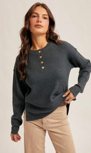 Maddy Teal Waffle Sweater Knit Top