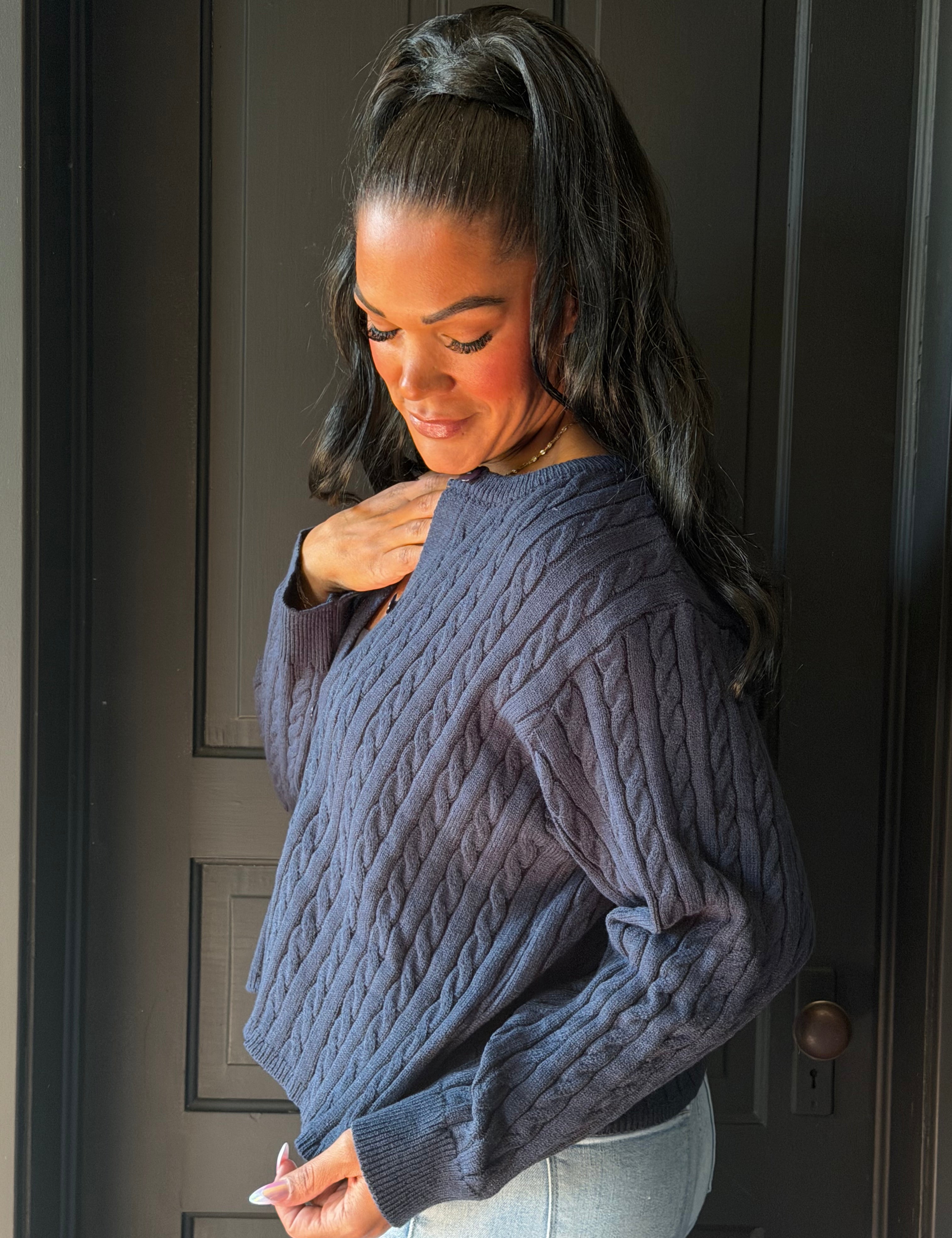 Noa Navy Sweater Cardigan