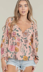 Paisley Sweetheart Neckline with Long Sleeves