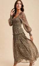 Leki Dusted Eucalyptus Smocked Floral Maxi Dress