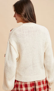 Loyal Cream Knitted 3D Strawberry Cardigan