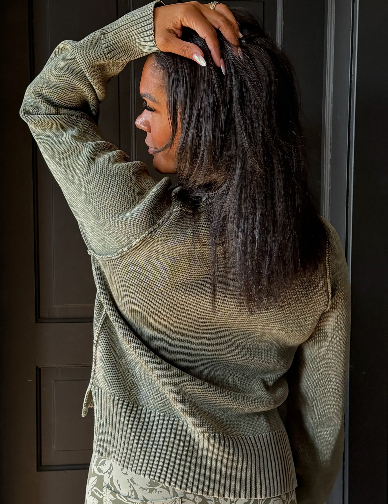 Opal Washed Olive Knit Sweater