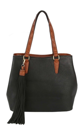 Elaina Black Top Handle Shoulder Bag Luxury Tote Bag