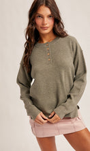 Maddy Olive Waffle Sweater Knit Top