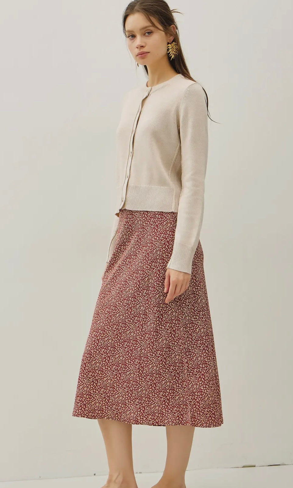 Brooklyn Sepia Brown Floral Print Skirt