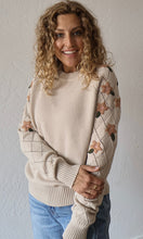 McKenzie Taupe Floral Embroidered Crew Neck Sweater
