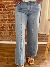 Umeko Mid Rise Seam Detail Front Slit Hem Wide Jeans