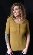 Nash Dijon Classic Ribbed Cotton Short Sleeve Henley Neck Top