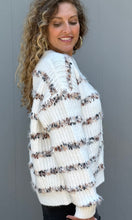 Mimosa V-neck Eyelash Texture Stripe Cardigan