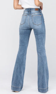 Acera Medium Wash Trouser Flare Stretch Denim Jean