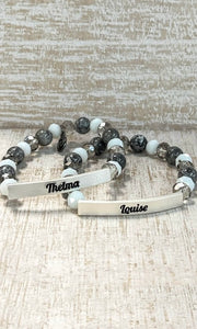 Thelma and Louis Sliver/Grey Bracelet Set
