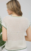 Lowen Ivory Rose Crochet Knit Short Sleeve Pullover Sweater