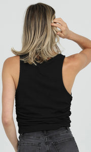 Colette Black Knit Rouched Sides Tank Top