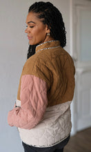 Maple Color Block Quilted Button Down Jacket