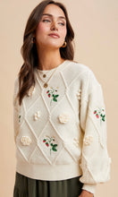 Luisa Cream 3D Embroidered Cable Pullover