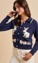 Livia Midnight Navy Doll Collar Bunny Cardigan