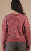 Mia Mauve Two Tone Textured Knit Casual Sweater Top