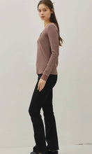 Ismael Brown Stitched Thermal Henley Neck Top
