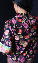 Poppy Black Exclusive Floral Border Print Top With Floral Trim