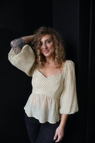 Orilla Polka Dot Puff Sleeve Top